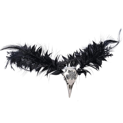 MOSTORY Gothic Black Feather Crown, Witch Headpiece for Halloween Cosplay Women