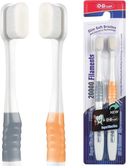 B Rush Extra Soft Toothbrush, Ultra Soft for Sensitive Gums, 20k Nano Floss Bristles, Pack of 2