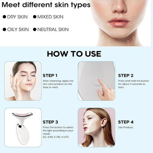 Red Light Therapy for Face, 7 Color LED Facial Light Therapy Wand for Skin Care at Home Blue Light Therapy Face Massager Tool for Face, Neck