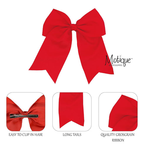 Red Jumbo Bow Clip with Tails