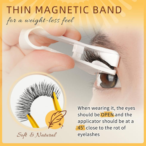 QUEWEL 2 Pair Reusable Magnetic Eyelashes with Applicator - No Glue Needed Cat Eye Natural Look Kit