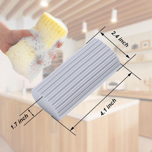 6-Pack Damp Clean Duster Sponge, Reusable Magic Sponge for Housekeeping, Mirrors, Glass, and Window Track Grooves (Grey)