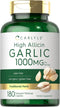 Carlyle Garlic Supplement with High Allicin, 180 Odorless Vegetarian Caplets, Non-GMO, Gluten Free
