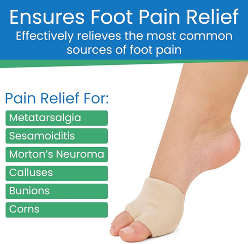 ViveSole Metatarsal Foot Pad (4 Pcs) - Cushions for Metatarsalgia Pain Relief, Forefoot Sleeve with Gel Insert