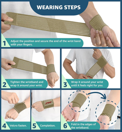 HiRui 2-Pack High-Elastic Wrist Support Straps, Wrist Wraps for Carpal Tunnel, Arthritis, Weightlifting