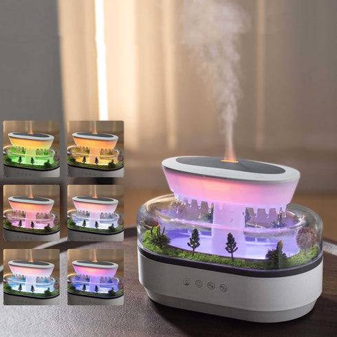 Pmxoaink Essential Oil Flame Diffuser 250ml - Aromatherapy Humidifier with 7 Colour Mood