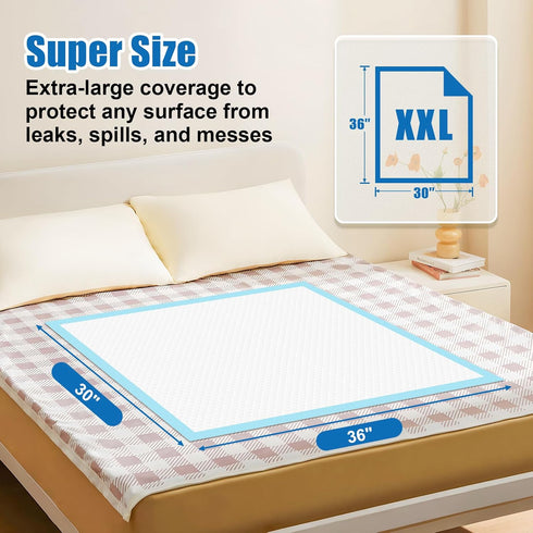 VISRIE 30 36 (50 Count), Bed Pads Disposable Adult x Super Absorbent Disposable Underpads, Ultra Thick for Heavy