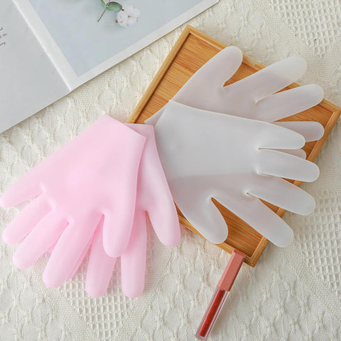 Sibba Silicone Moisturizing Gloves - 2 Pairs Spa Gel Hydrating Gloves for Women's Hand Care, Aloe Lotion Anti-Slip