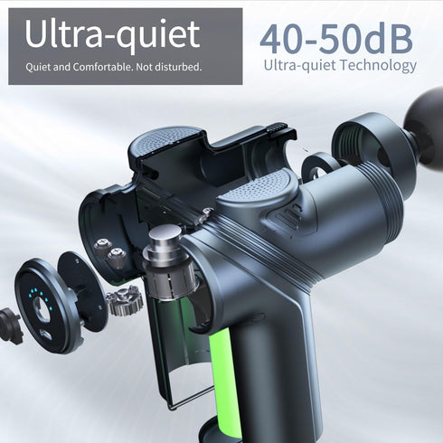 Massage Gun Deep Tissue, Portable with Silent Brushless Motor and 4 Interchangeable Heads for Muscle Relief and