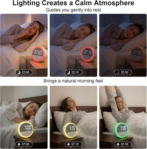 Sunrise Alarm Clock and Sound Machine Nightlight Adjustable Brightness, Rechargeable Wake Up Light Digital, Sleep