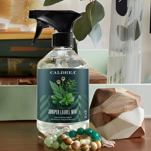 Caldrea Multi-Surface Countertop Spray Cleaner: Juniper Laurel Mint Scent, 16 oz, Made with Vegetable Protein Extract