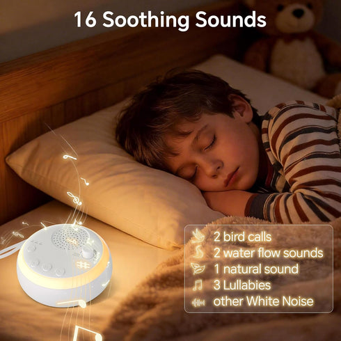SPLENPAW 16 3 3 Portable White Noise Machine with Soothing Sounds & Color Night Light - Memory Function, Timers