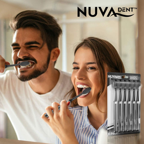 Charcoal Toothbrushes, Soft Activated Charcoal Toothbrush, Teeth Whitening, 6 pc for Adults & Kids