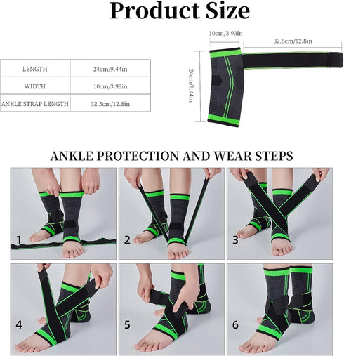 Ankle Support Brace, Breathable Compression Sleeve with Adjustable Wrap for Plantar Fasciitis, Achilles Pain