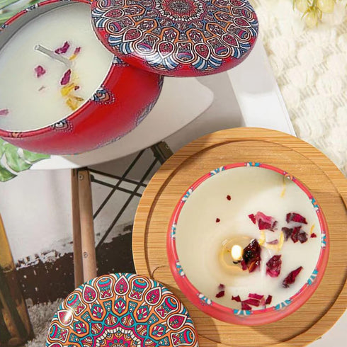 Scented Candles, Blue Wind Chimes Aromatherapy Candles for Home, Long Burn Scented Candles with Lid, Sustainable Use