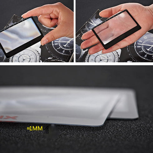 leasote 3X Portable Credit Card Size Ultra-Thin High Clarity Magnifying Glass Reading Magnifier for Reading Fine Print