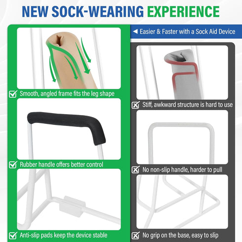 Hiumtree (1820"), Compression Sock Aid Device Stocking Donner for Seniors, Adaptive Sock Putting-On Tool, Large Calf