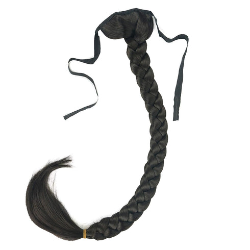 Lydell 24" Long Fishtail Braid Wrap Around Ponytail Extension, Synthetic Hairpiece in #4 Dark Brown