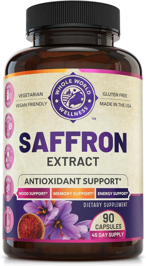 Natural Saffron Mood Supplements for Adults, 88.50 mg Pure Saffron Extract for Mood and Memory Support, 45-Day Supply