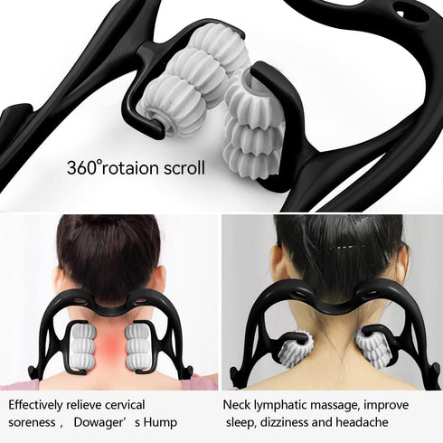HaSeftni Neck Massager - Upgrade 6 Balls Roller for Pain Relief, Handheld Tool for Legs, Waist, Shoulder