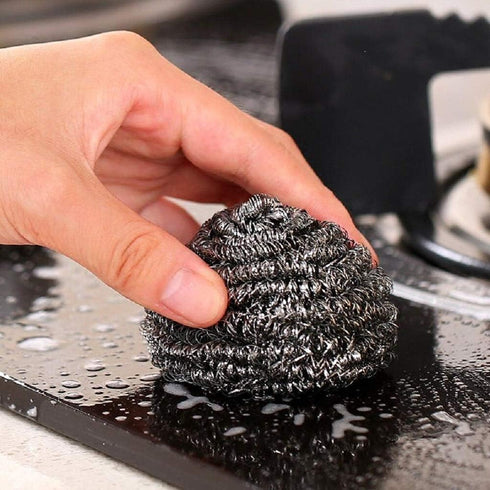 KELINFONG 12 Pcs Stainless Steel Scrubber, Steel Wool Scrubber,Scouring Pad,Metal Kitchen Scrubbers for Dishes,Metal