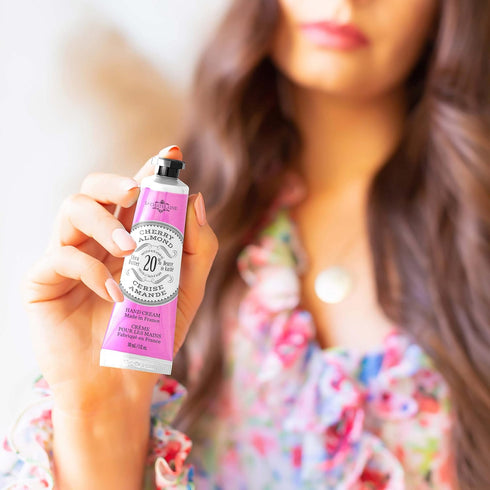 La Chatelaine 20% Shea Butter Hand Cream, Travel Size, Organic Argan Oil, Non-Greasy, 1 oz/30ml (Cherry Almond)