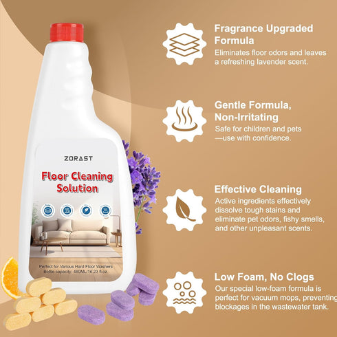 ZORAST 12 S8&S7 Floor Cleaning Solution, PCS Vacuum Mop Cleaning Solution Tablet Refil, Lavender & Sweet Orange Scent