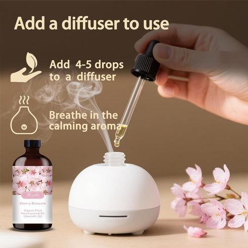 Set, 16oz 4oz Lavender & Cherry Blossom Essential Oils & Pure Natural Scent for Diffusers, Aromatherapy, Candle & Soap