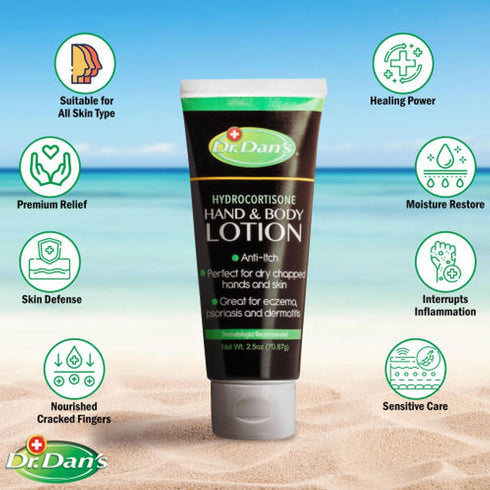 Dr. Dan's Hydrocortisone Hand and Body Lotion - Anti Itch Lotion for Men and Women (3 Pack)