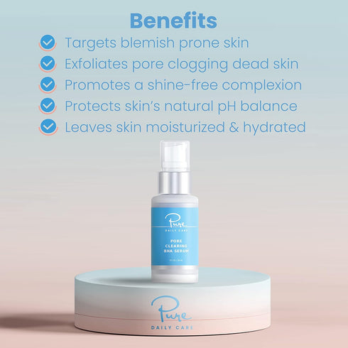 Pore Clearing BHA Serum - Salicylic Acid Acne Exfoliating Serum for Blemishes, Blackheads, Oily Skin