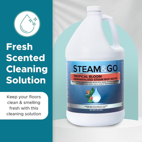 Steam and Go Demineralized Water - Tropical Bloom Scent Cleaning Solution for Steam Mop, Floor Cleaner, Ready-to-Use