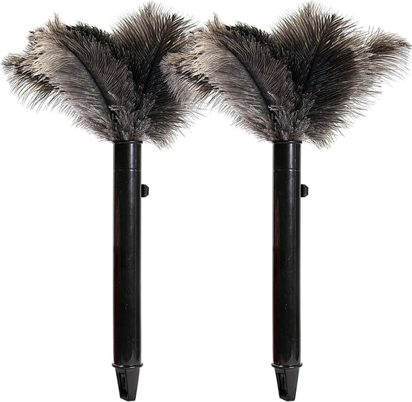 Retractable Ostrich Feather Duster for Cleaning, Fluffy Natural Feather Duster with Retractable Handle, 15 inch