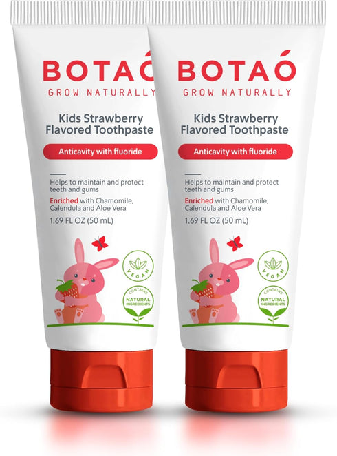 Kids Toothpaste, Natural Strawberry Flavored Anticavity Fluoride Toothpaste, Maximum Cavity Protection, EWG Verified,