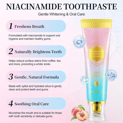 Xaarty 2Pack 7.6 Oz Niacinamide Whitening Toothpaste, Niacinamide Intensive Toothpaste, Fresh Breath, Remove Tooth