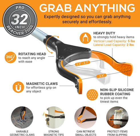 EZPIK 32" Foldable Grabber Reacher Tool for Seniors, Heavy Duty Pickup Trash Picker Upper Tool
