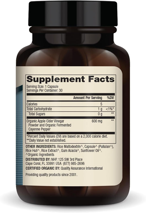 Dr. Mercola Biothin Organic Apple Cider Vinegar, Fermented Cayenne, 30 Servings Dietary Supplement, Non-GMO
