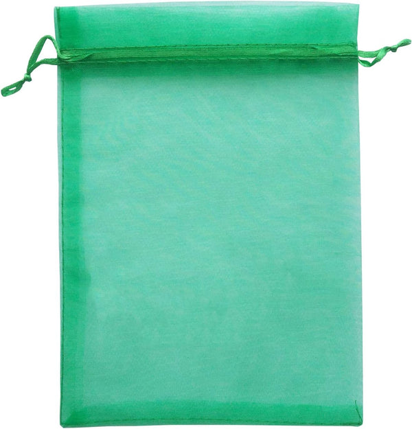 50 Pieces Gift Wrap Bags, 5x7 inches Green Organza Sheer Fabric, Drawstring Present Bags for Baby Shower