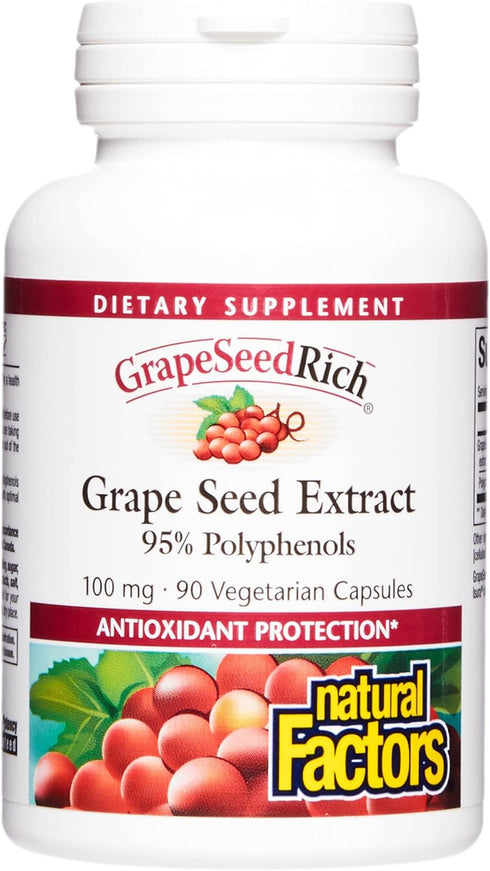 Natural Factors GrapeSeedRich Grape Seed Extract, 90 Capsules for Antioxidant Support