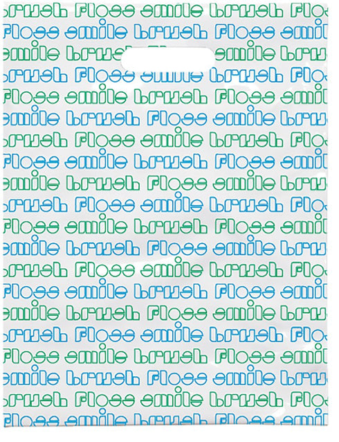 Brush Floss Smile Retro Dental Giveaway Bags, 100 Pack - 9" x 12" Size