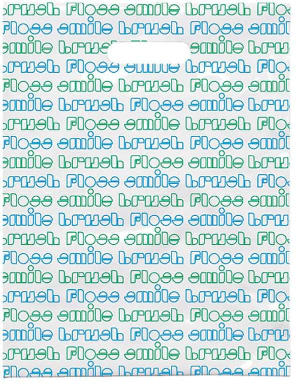 Brush Floss Smile Retro Dental Giveaway Bags, 100 Pack - 9" x 12" Size