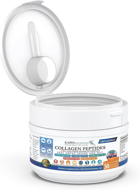 KAPPA NUTRITION Collagen Complex - Grass Fed, Non-GMO, Type I, II, III, V, X, 30 Servings