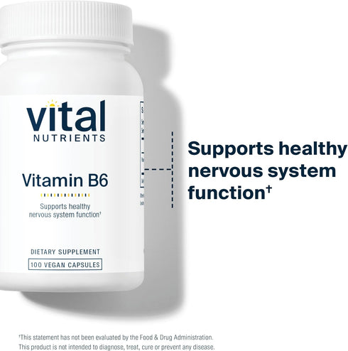 Vital Nutrients Vitamin B6 | Vegan Methylated B6 for Nervous System & Muscle Health | 100 Capsules