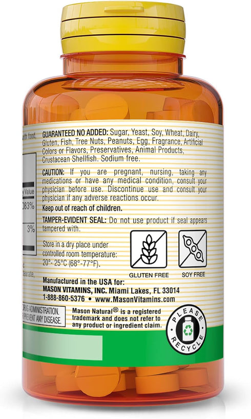 MASON NATURAL Vitamin B12 50 mcg with Calcium, 100 Tablets for Energy & Nerve Function Support