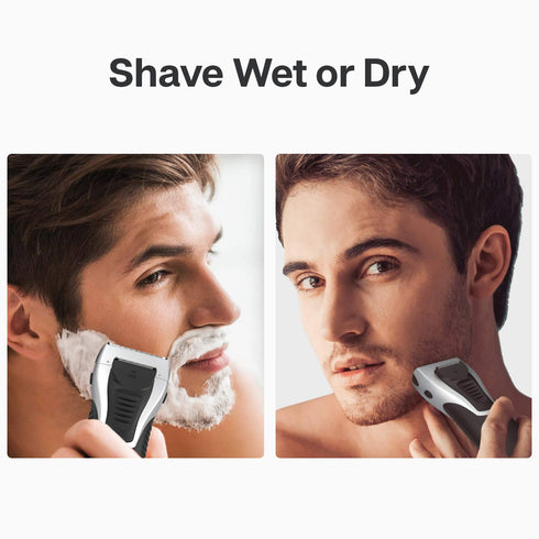 YASUN Foil Shaver, Electric Razor, Wet/Dry Waterproof, Cordless Rechargeable Mens Razor, Silver & Black