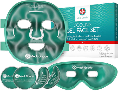 Medi Grade Cooling Ice Face Mask and Eye Mask for Puffy Eyes & Migraine Relief, ChillGel Technology