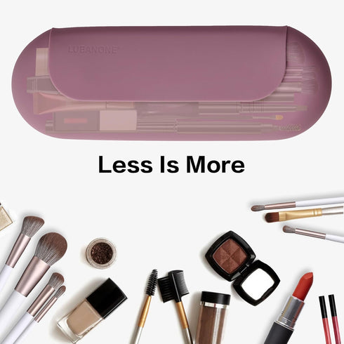 Makeup Brush Holder Magnetic Closure Make Up Brushes Organizer Silicone Makeup Bag Travel Essentials (Grape Purple)