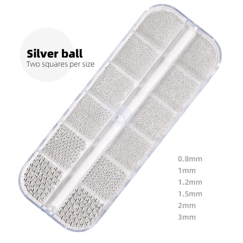 Mini Caviar Beads for Nail Art, Gold Silver Rose Gold 3D Metal Ball Decorative Accessories Set