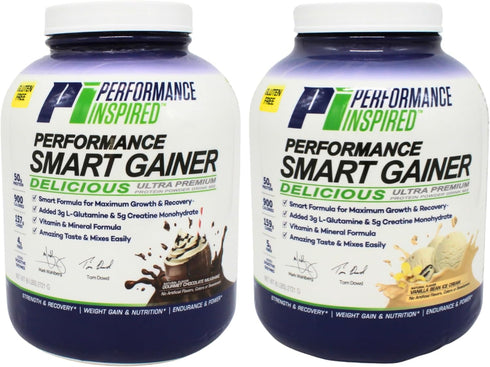 Performance Inspired Nutrition Smart Mass Gainer - 50G Protein, L-Glutamine, Creatine, Fiber, Digestive Enzymes,