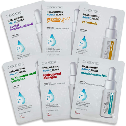 Hyaluronic Aqua Plus Essence Full Face Facial Sheet Mask Combo - VALUE SET, 18 Sheets