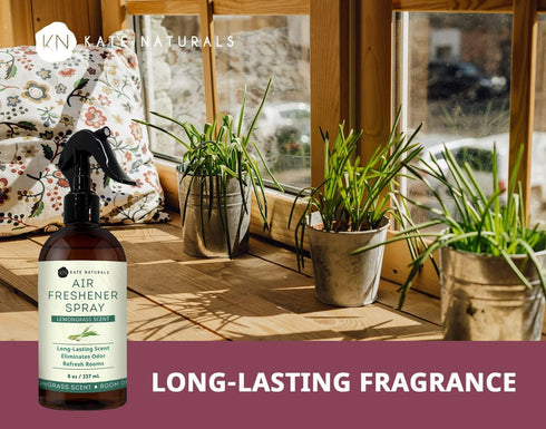 Kate Naturals Air Freshener Spray for Home, Lemongrass Essential Oil Room Spray, 8 fl oz, Non-Toxic